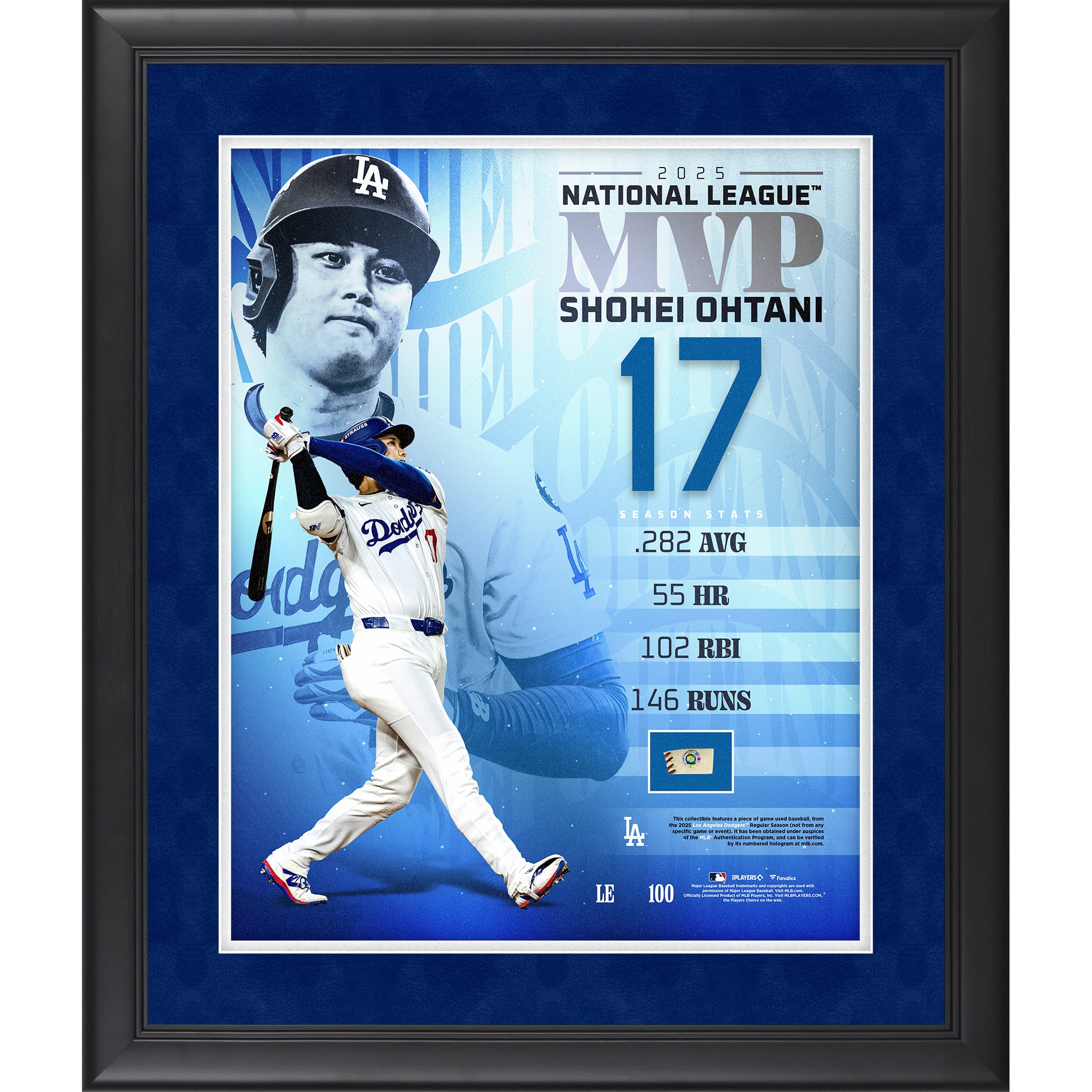 Shohei Ohtani Los Angeles Dodgers Framed 16" x 20" 2025 National League MVP Collage with a Piece of a Game-Used Baseball - Limited Edition of 100