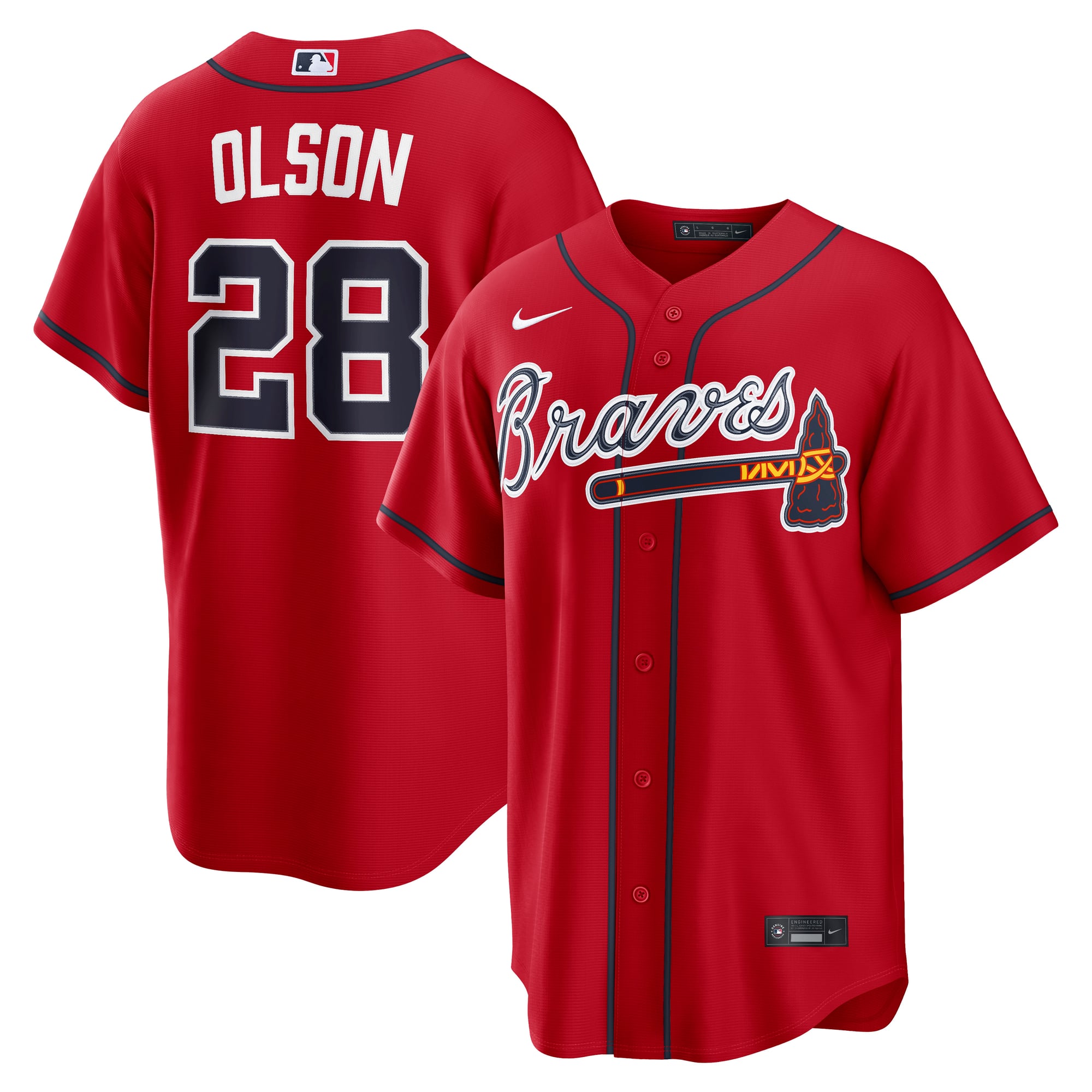 Men's Nike Matt Olson Red Atlanta Braves Alternate Replica Jersey