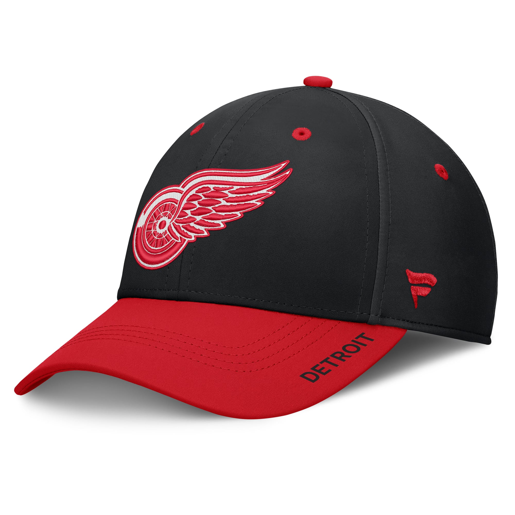 Men's Fanatics Black/Red Detroit Red Wings Authentic Pro Rink Stretch Hat