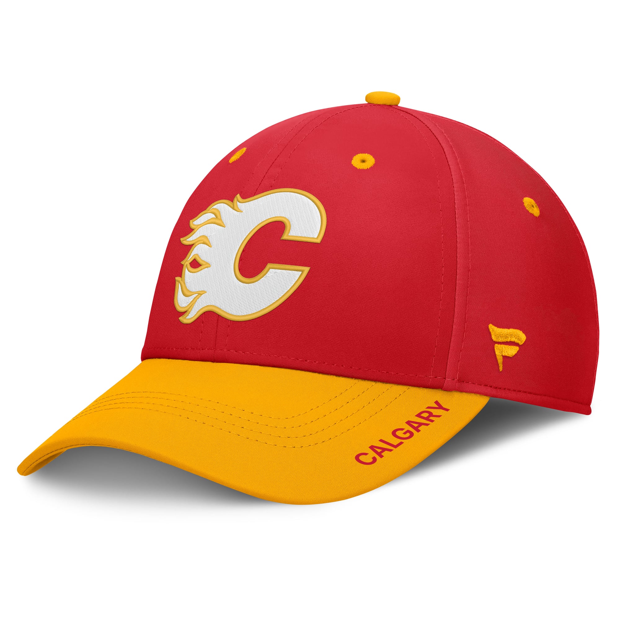 Men's Fanatics Red/Yellow Calgary Flames Authentic Pro Rink Stretch Hat