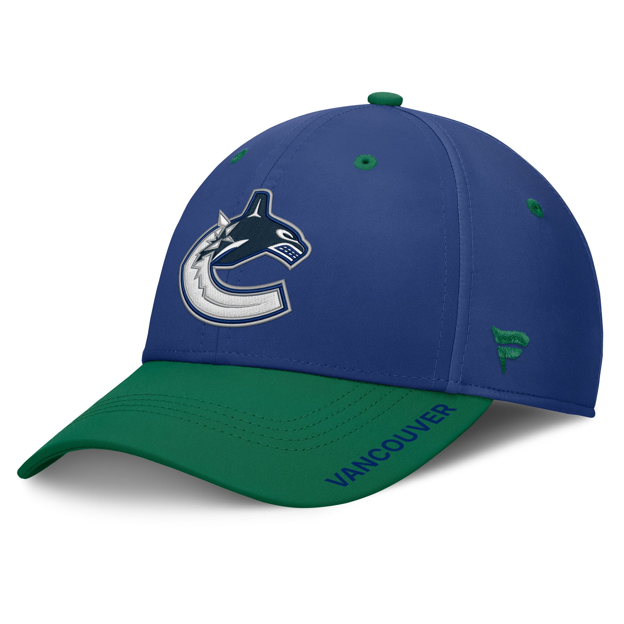 Men's Fanatics Blue/Green Vancouver Canucks Authentic Pro Rink Stretch Hat