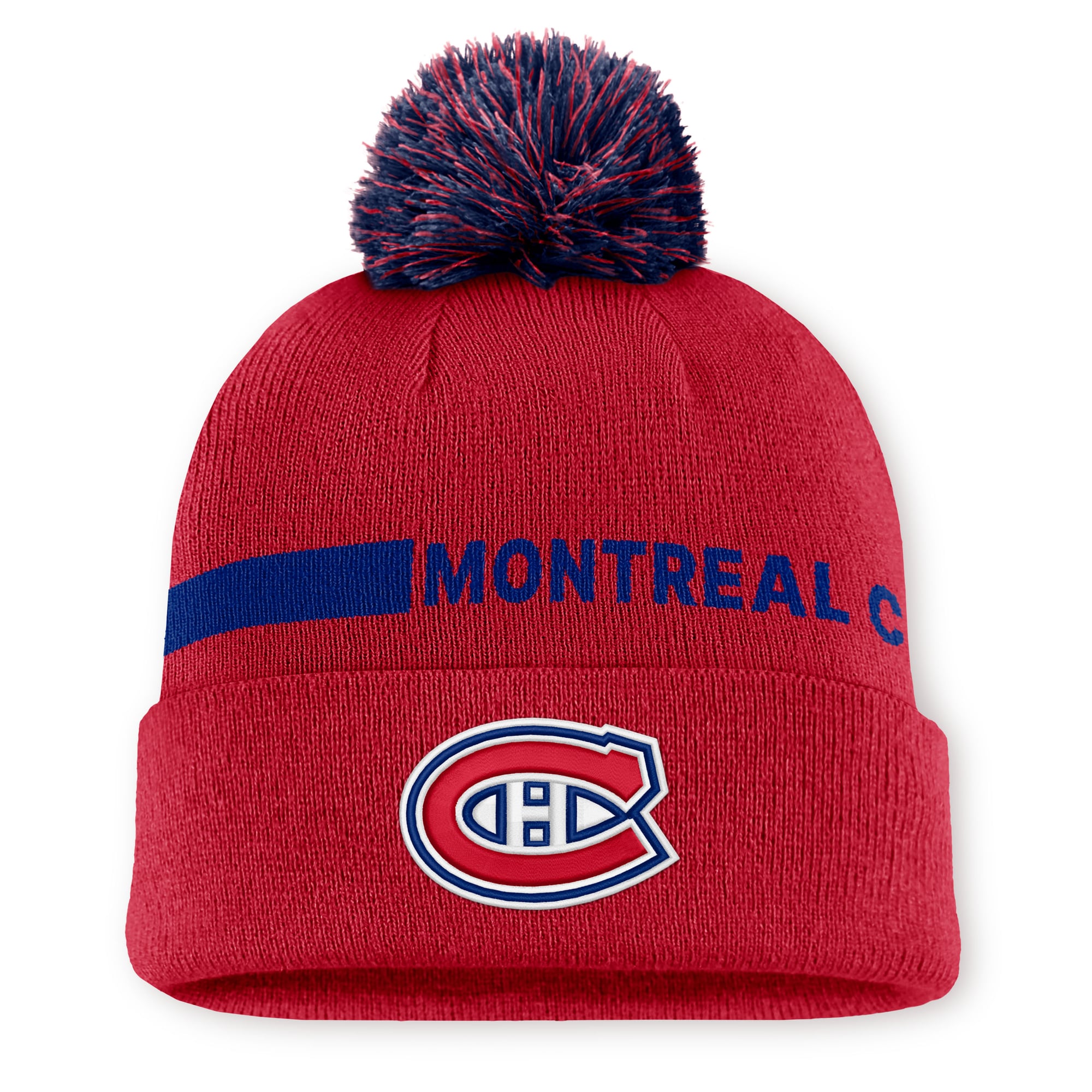 Men's Fanatics Red Montreal Canadiens Authentic Pro Rink Cuffed Knit Hat with Pom