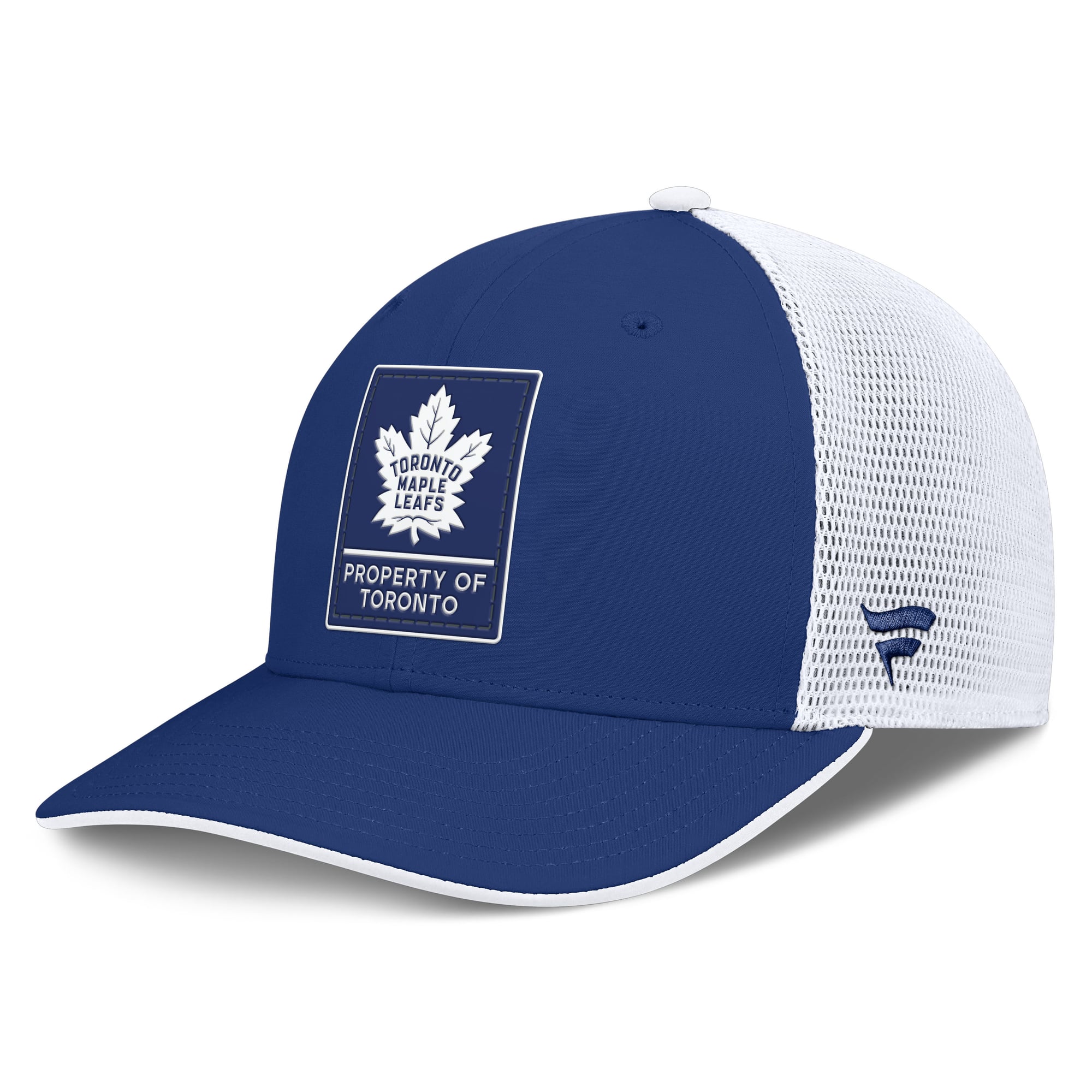Men's Fanatics Blue/White Toronto Maple Leafs Authentic Pro Rink Mid-Crown Adjustable Trucker Hat