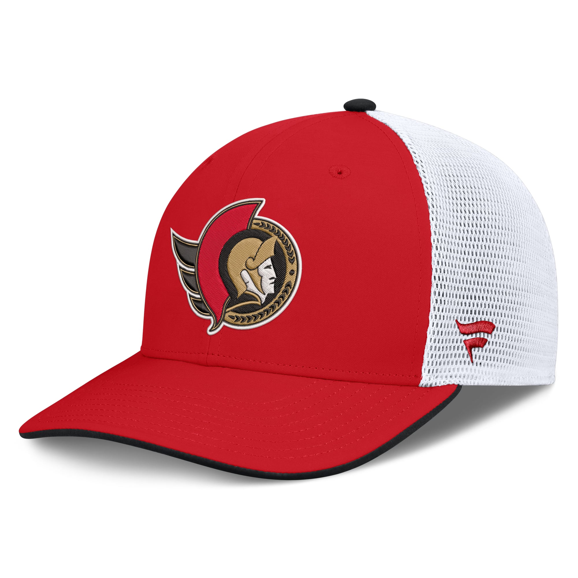 Men's Fanatics Red/White Ottawa Senators Authentic Pro Rink Mid-Crown Adjustable Trucker Hat