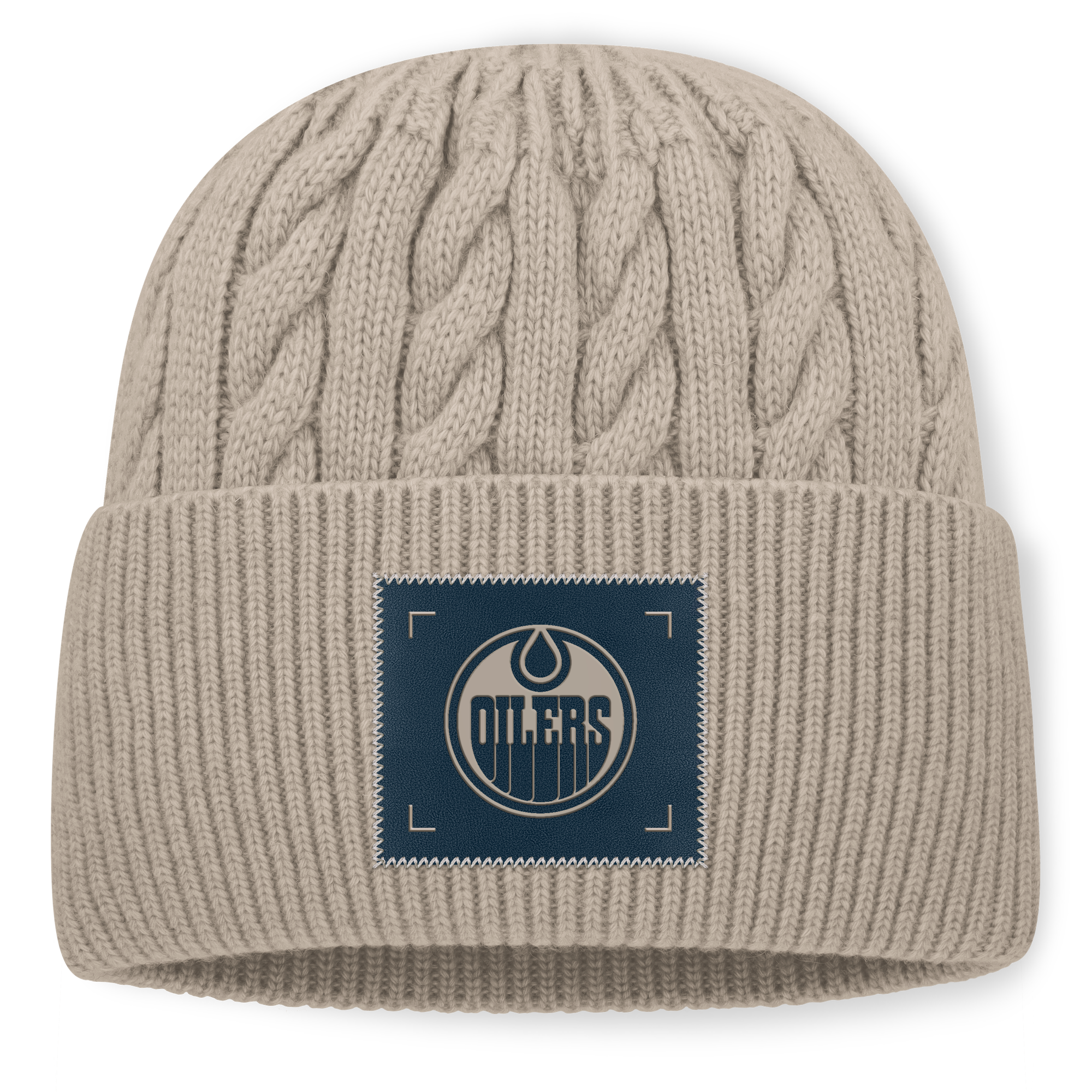 Men's Fanatics Light Beige Edmonton Oilers Authentic Pro Road Oversized Cuffed Knit Hat