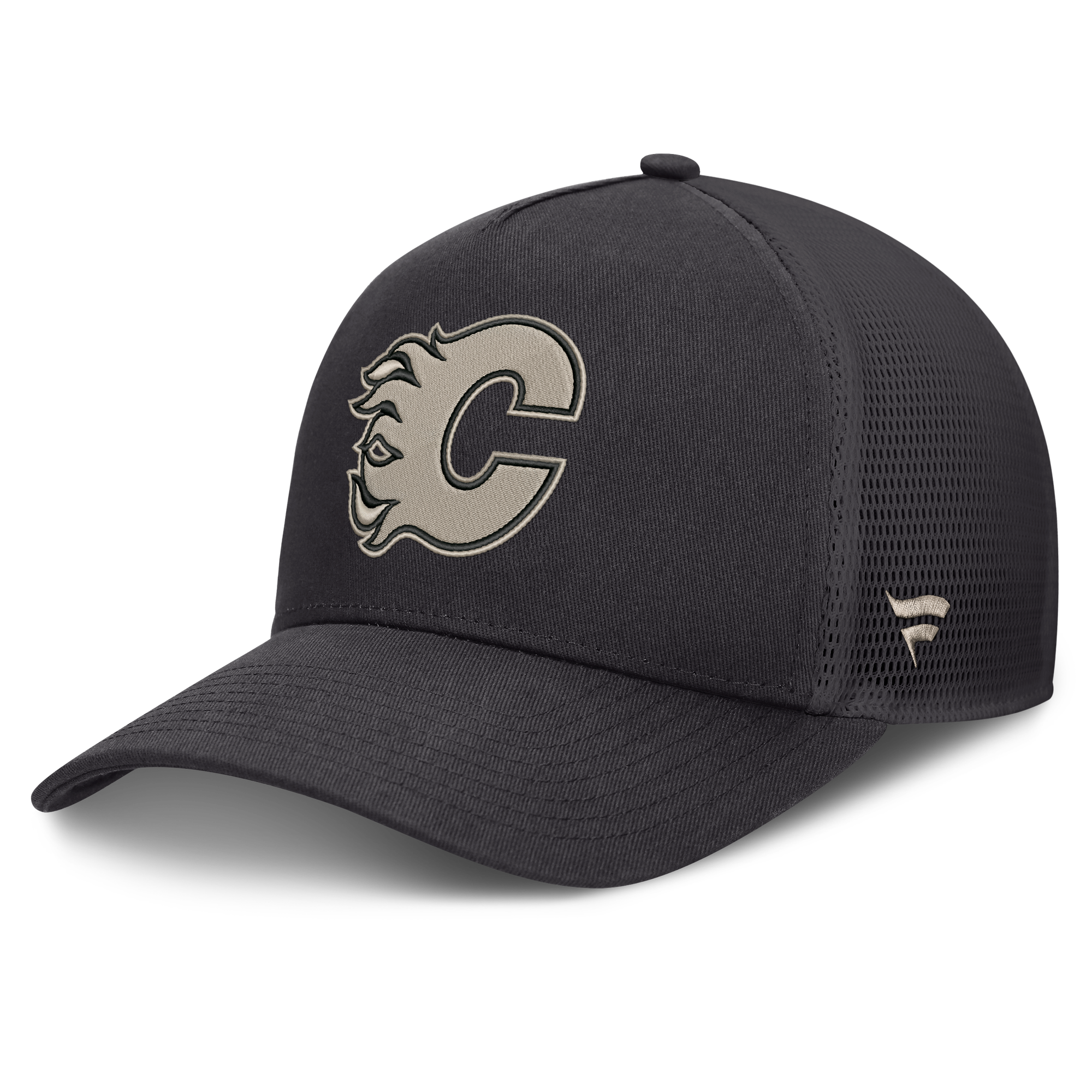 Men's Fanatics Charcoal Calgary Flames Authentic Pro Road Soft Wash A-Frame Meshback Hat