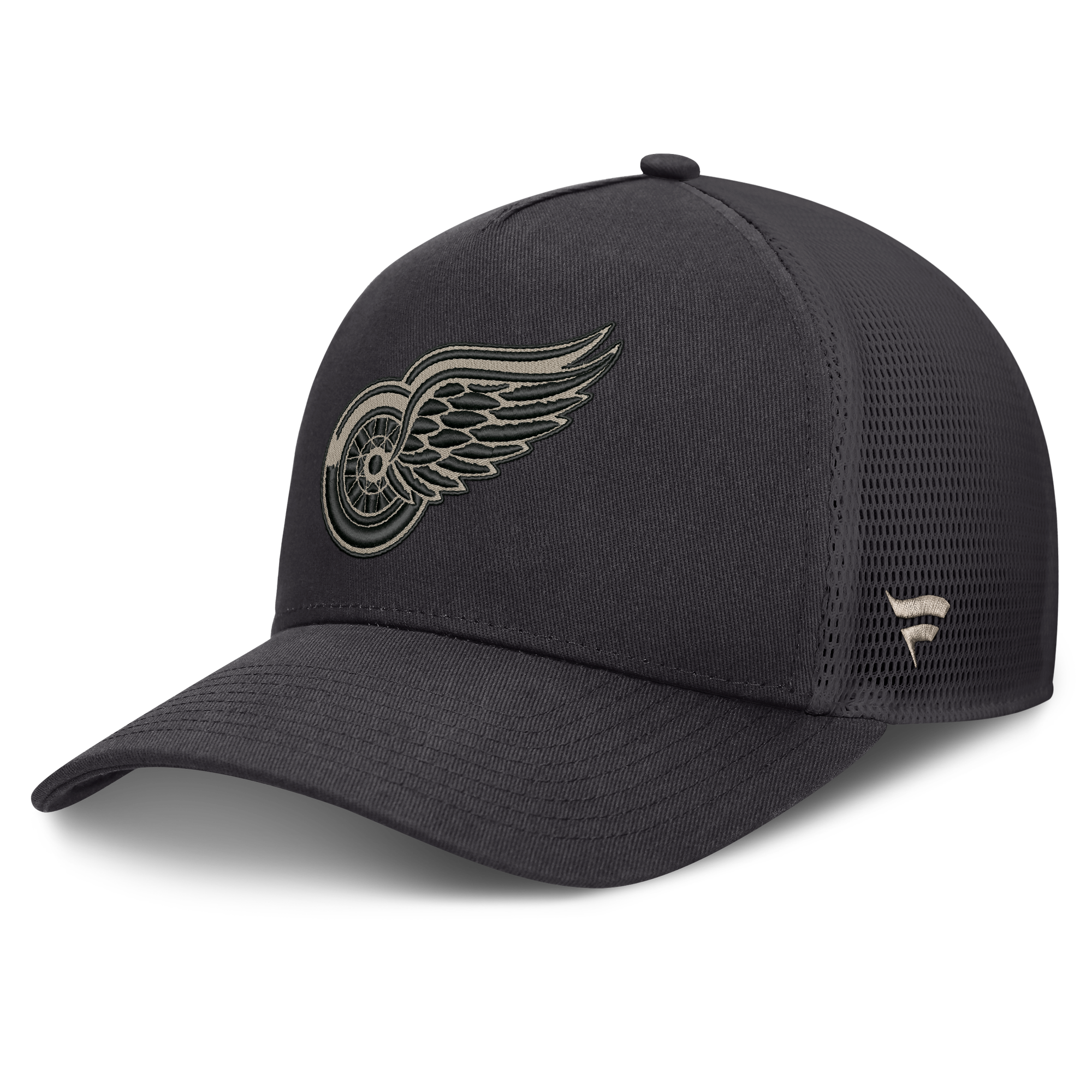 Men's Fanatics Charcoal Detroit Red Wings Authentic Pro Road Soft Wash A-Frame Meshback Hat