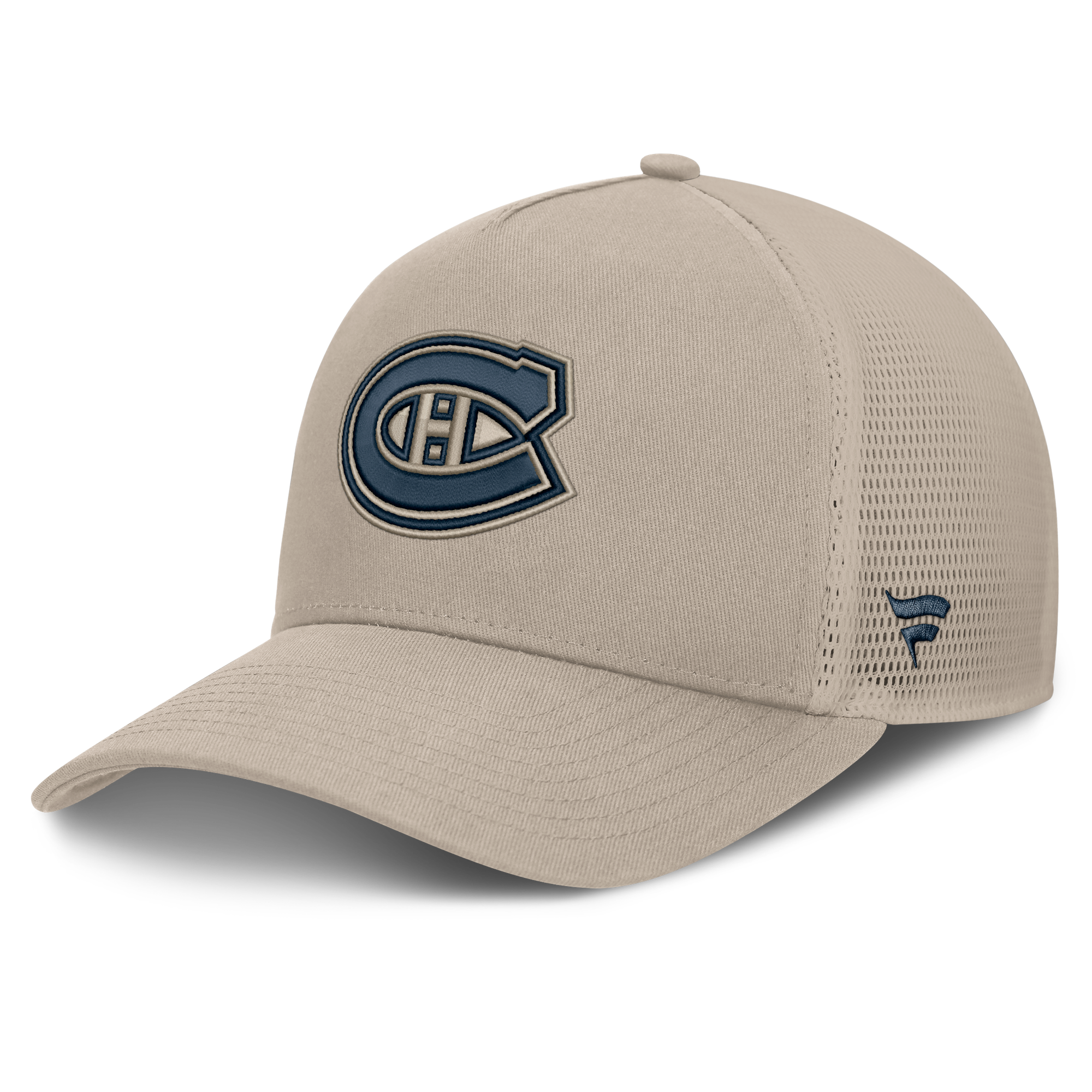 Men's Fanatics Light Beige Montreal Canadiens Authentic Pro Road Soft Wash A-Frame Meshback Hat