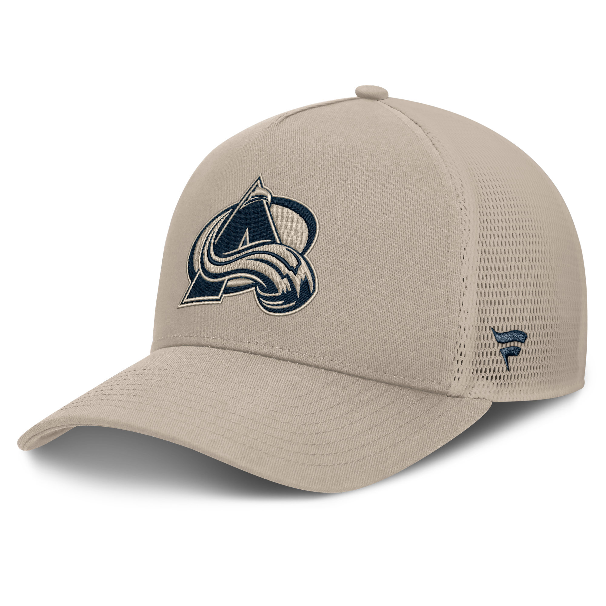 Men's Fanatics Light Beige Colorado Avalanche Authentic Pro Road Soft Wash A-Frame Meshback Hat
