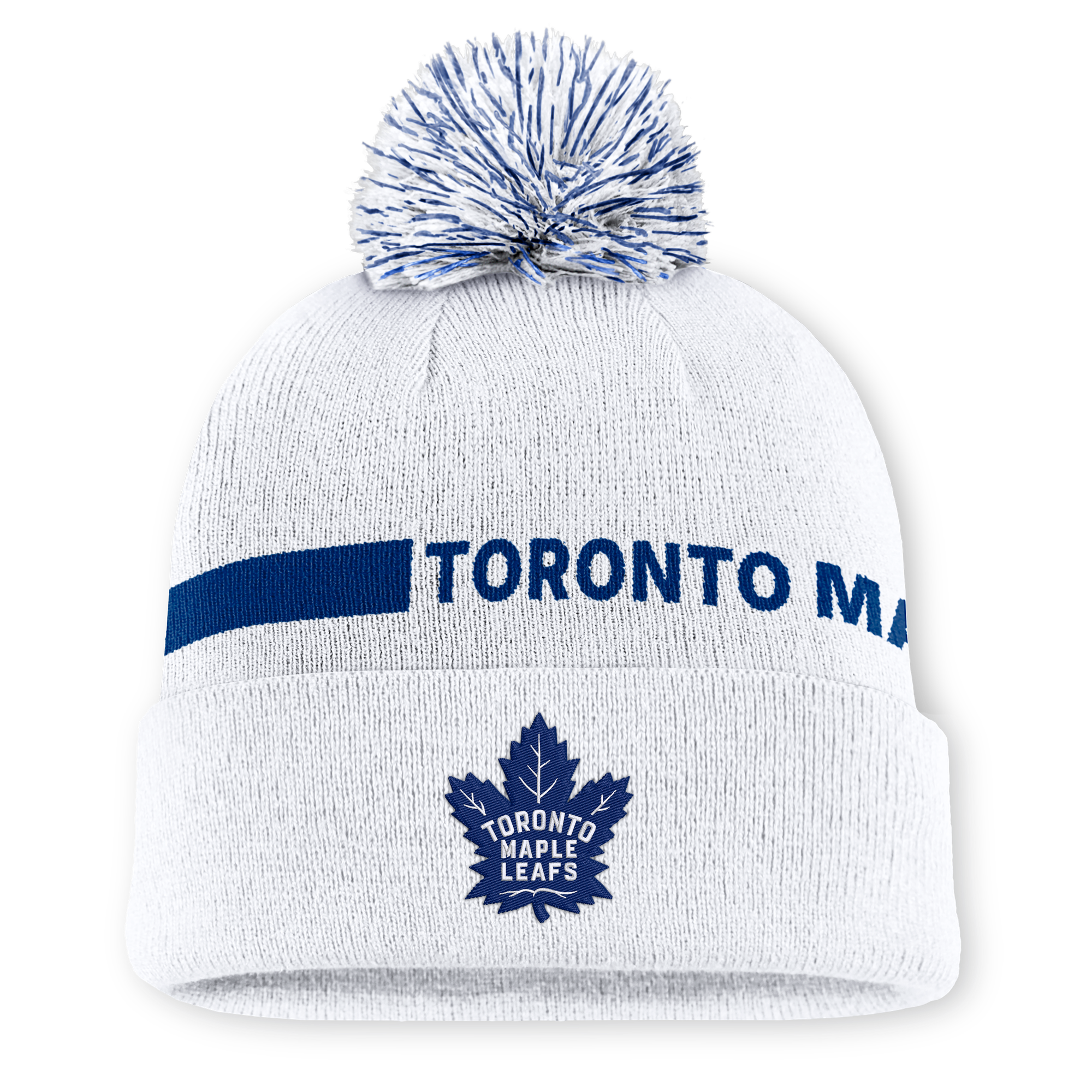 Women's Fanatics White Toronto Maple Leafs Authentic Pro Rink Cuffed Knit Hat with Pom