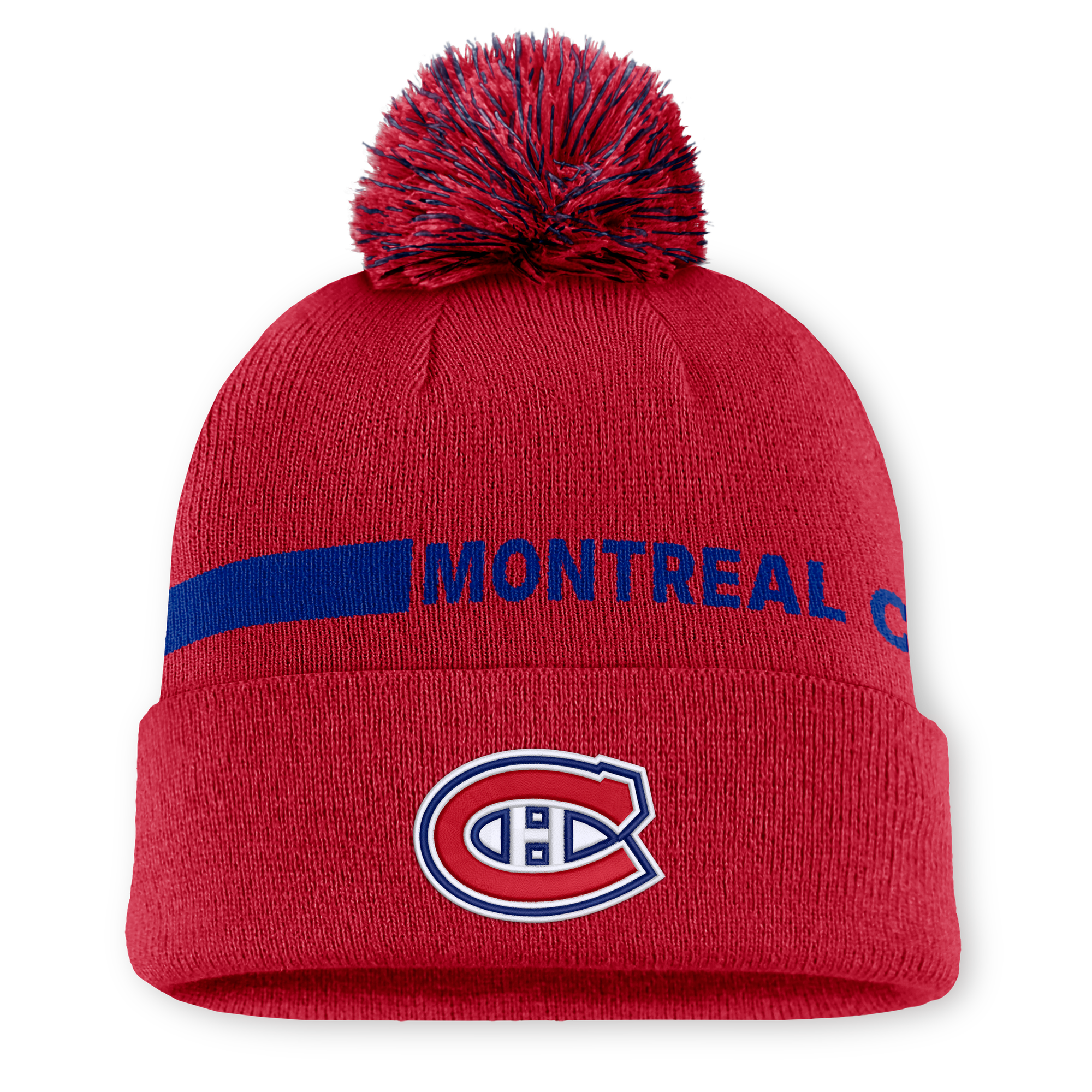Women's Fanatics Red Montreal Canadiens Authentic Pro Rink Cuffed Knit Hat with Pom