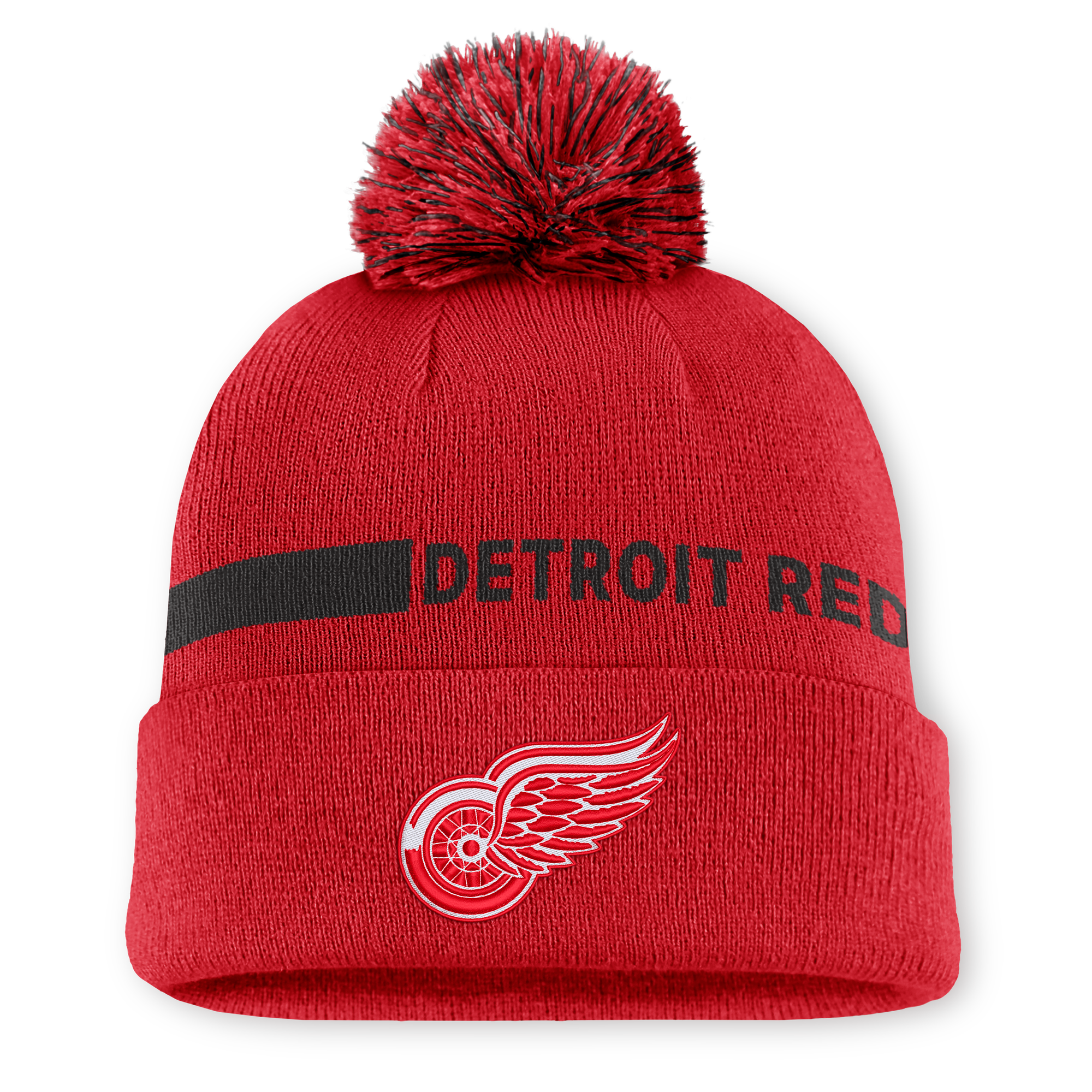 Women's Fanatics Red Detroit Red Wings Authentic Pro Rink Cuffed Knit Hat with Pom