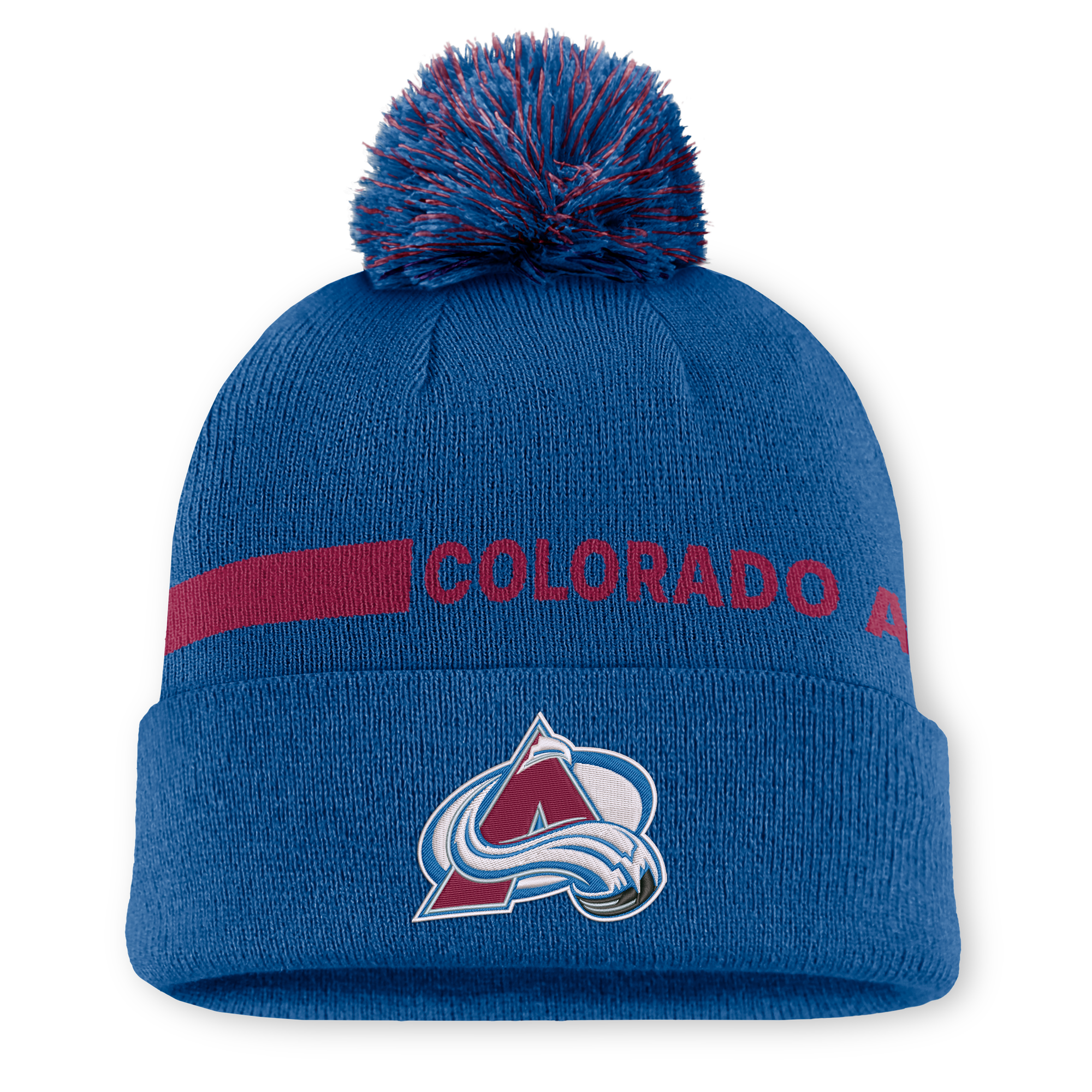 Women's Fanatics Blue Colorado Avalanche Authentic Pro Rink Cuffed Knit Hat with Pom