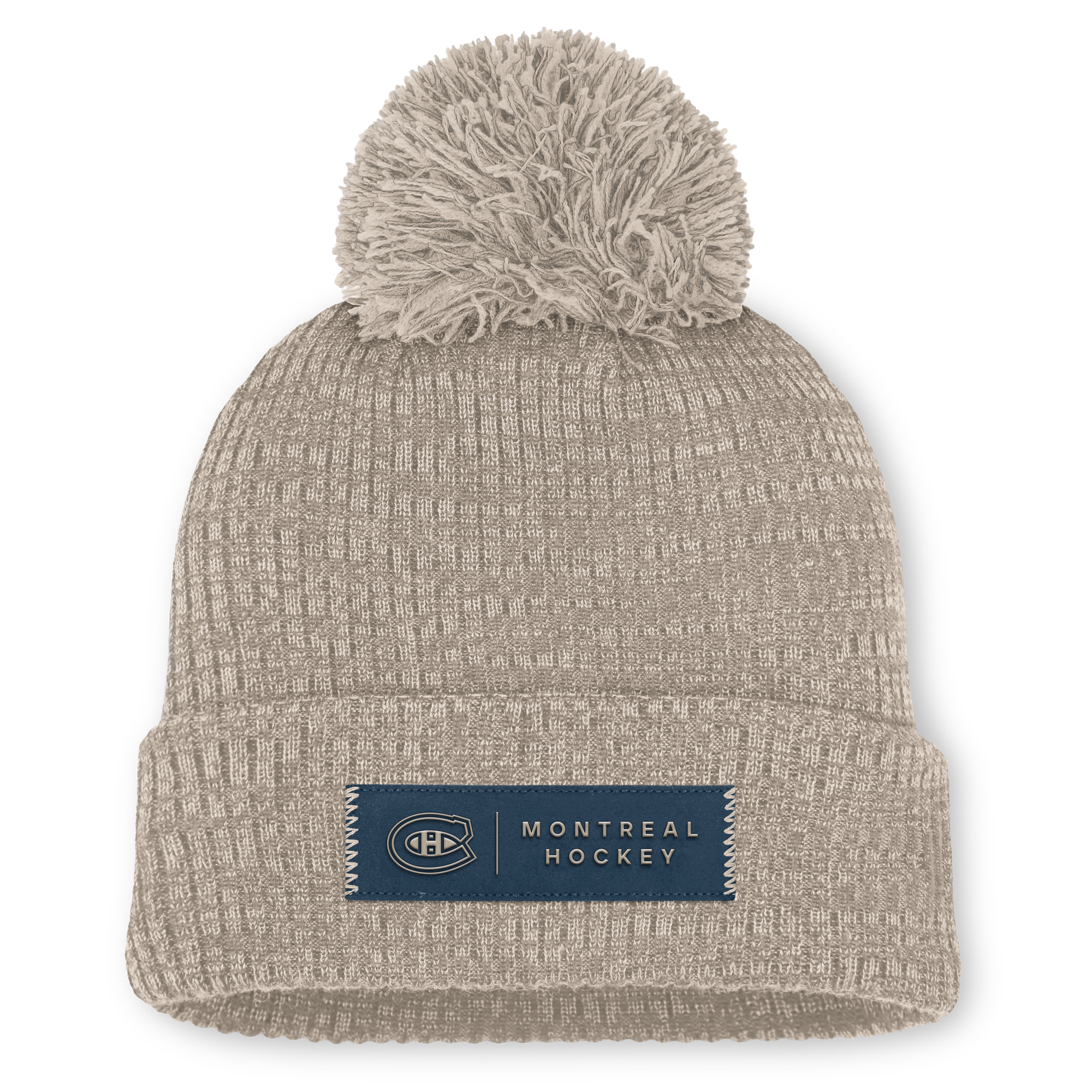 Women's Fanatics Light Beige Montreal Canadiens Authentic Pro Road Cuffed Knit Hat with Pom