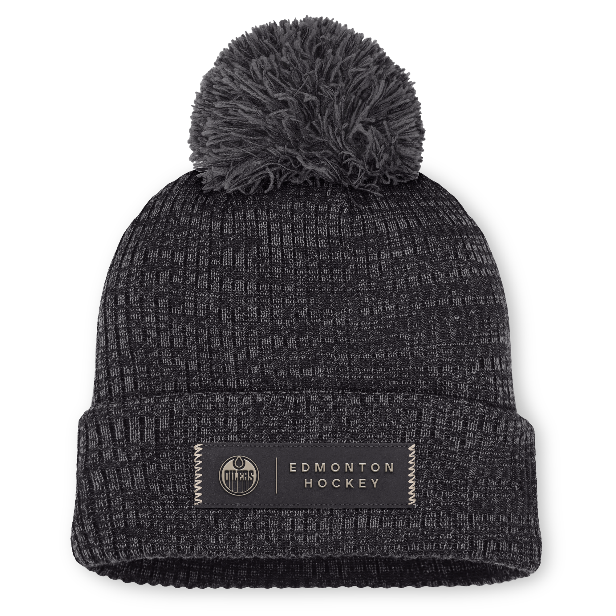 Women's Fanatics Charcoal Edmonton Oilers Authentic Pro Road Cuffed Knit Hat with Pom