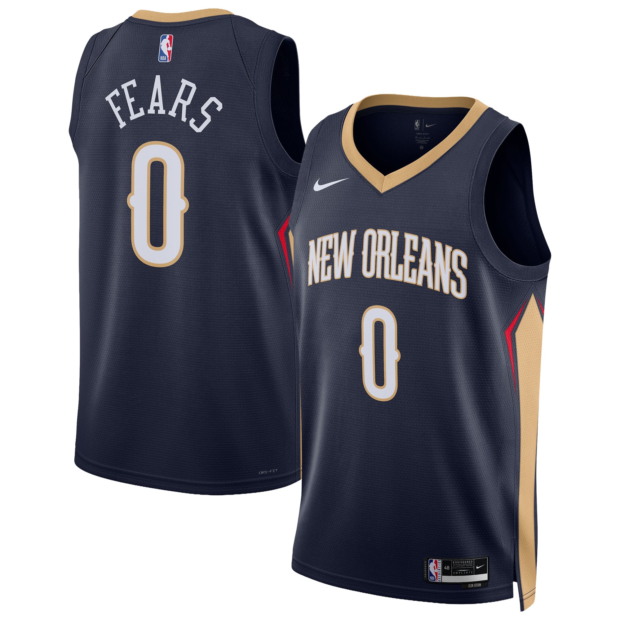 Nike Men's and Women's Jeremiah Fears Navy New Orleans Pelicans Swingman Icon Edition Jersey - Navy