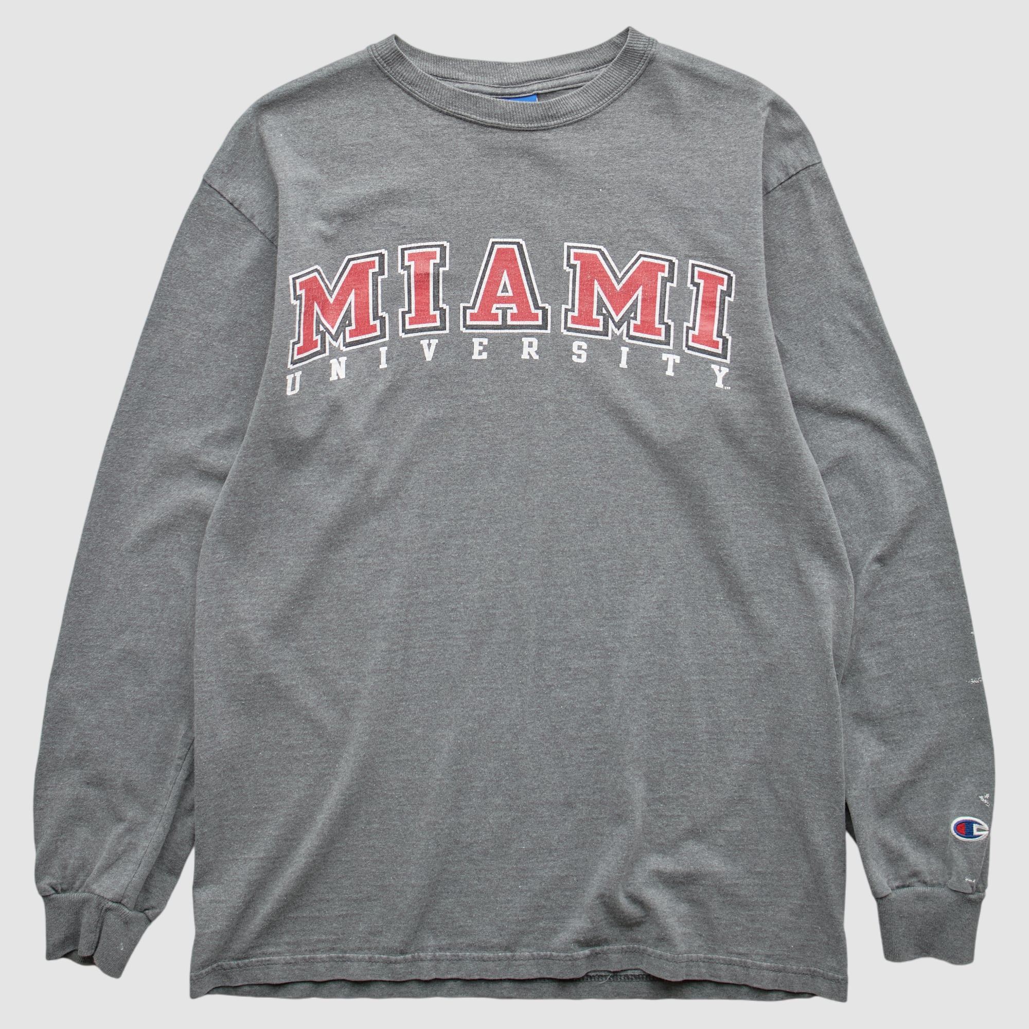 Miami University RedHawks Champion 2000s Long Sleeve T-shirt - Heather Gray - S by Fanatics Real Vintage
