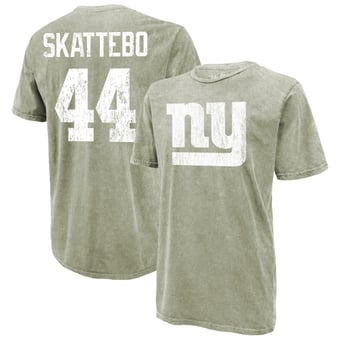 Men's Majestic Threads Cam Skattebo Moss Green New York Giants Mineral Wash Name & Number T-Shirt