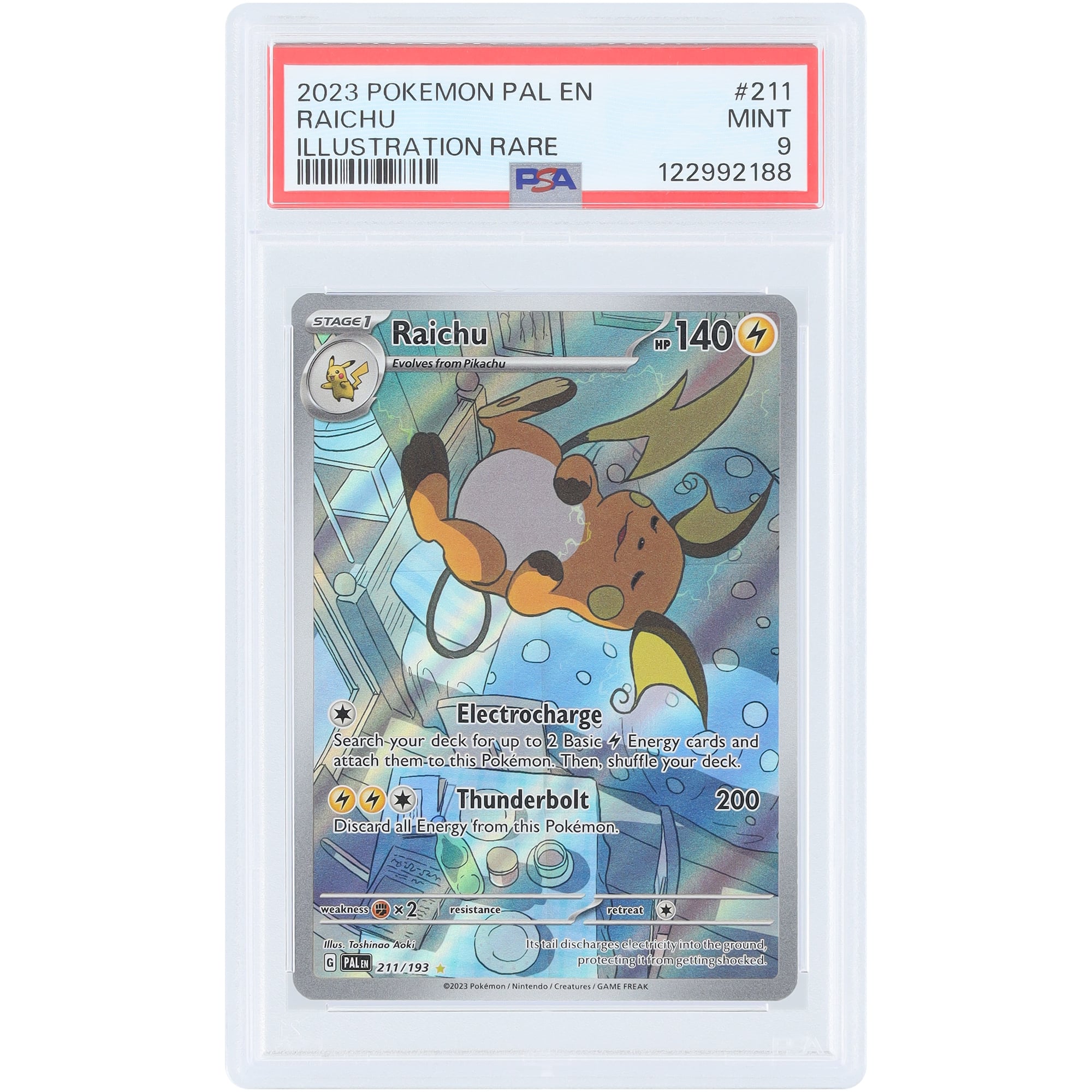 Raichu 2023 Pokemon Paldea Evolved Illustration Rare #211 PSA Authenticated 9 Card