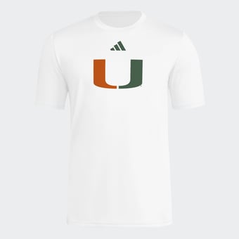 Men's adidas  White Miami Hurricanes 2026 Locker Logo Pre-Game T-Shirt