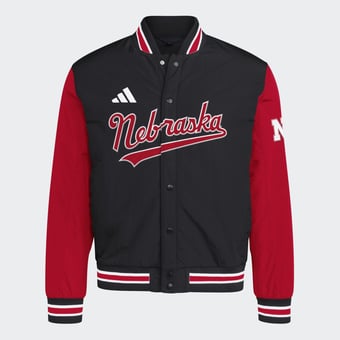 Men's adidas  Black Nebraska Huskers Dugout Collection Satin Jacket