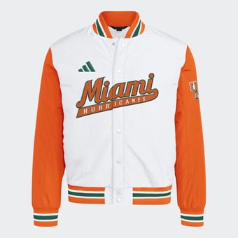 Men's adidas  White Miami Hurricanes Dugout Collection Satin Jacket