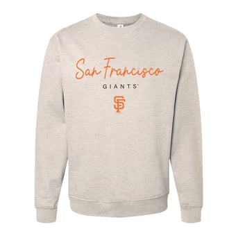 Women's Soft as a Grape  Oatmeal San Francisco Giants Pigment Dye Crewneck Sweatshirt