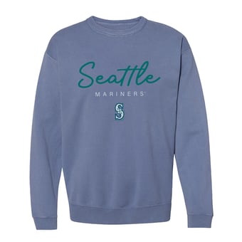 Women's Soft as a Grape  Blue Seattle Mariners Pigment Dye Crewneck Sweatshirt