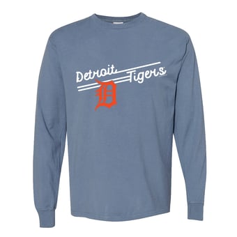 Women's Soft as a Grape  Navy Detroit Tigers Pigment Dye Long Sleeve T-Shirt
