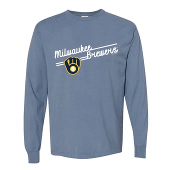 Women's Soft as a Grape  Navy Milwaukee Brewers Pigment Dye Long Sleeve T-Shirt