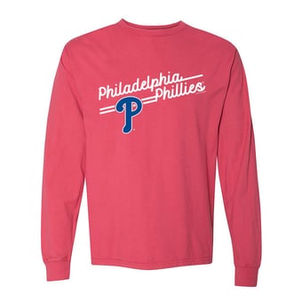 Women's Soft as a Grape  Red Philadelphia Phillies Pigment Dye Long Sleeve T-Shirt