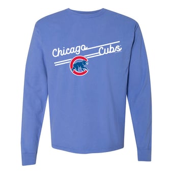 Women's Soft as a Grape  Light Blue Chicago Cubs Pigment Dye Long Sleeve T-Shirt