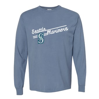 Women's Soft as a Grape  Blue Seattle Mariners Pigment Dye Long Sleeve T-Shirt