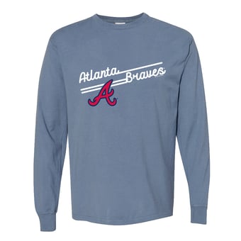 Women's Soft as a Grape  Navy Atlanta Braves Pigment Dye Long Sleeve T-Shirt