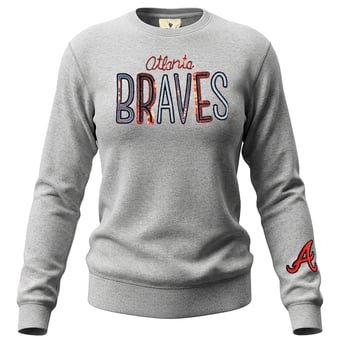 Women's Soft as a Grape  Heather Gray Atlanta Braves Nantucket Sequin Fleece Sweatshirt