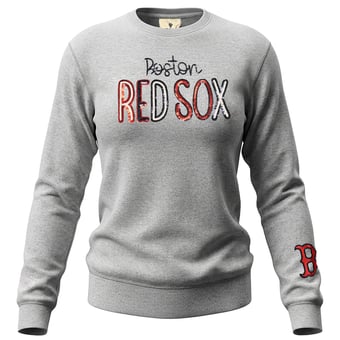 Women's Soft as a Grape  Heather Gray Boston Red Sox Nantucket Sequin Fleece Sweatshirt