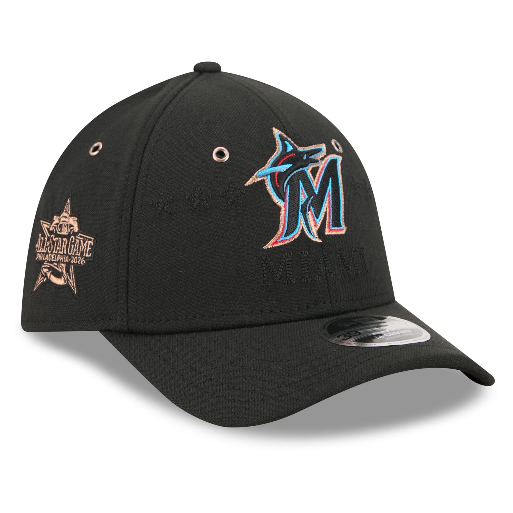 Men's New Era Black Miami Marlins 2026 MLB All-Star Game 39THIRTY Flex Hat