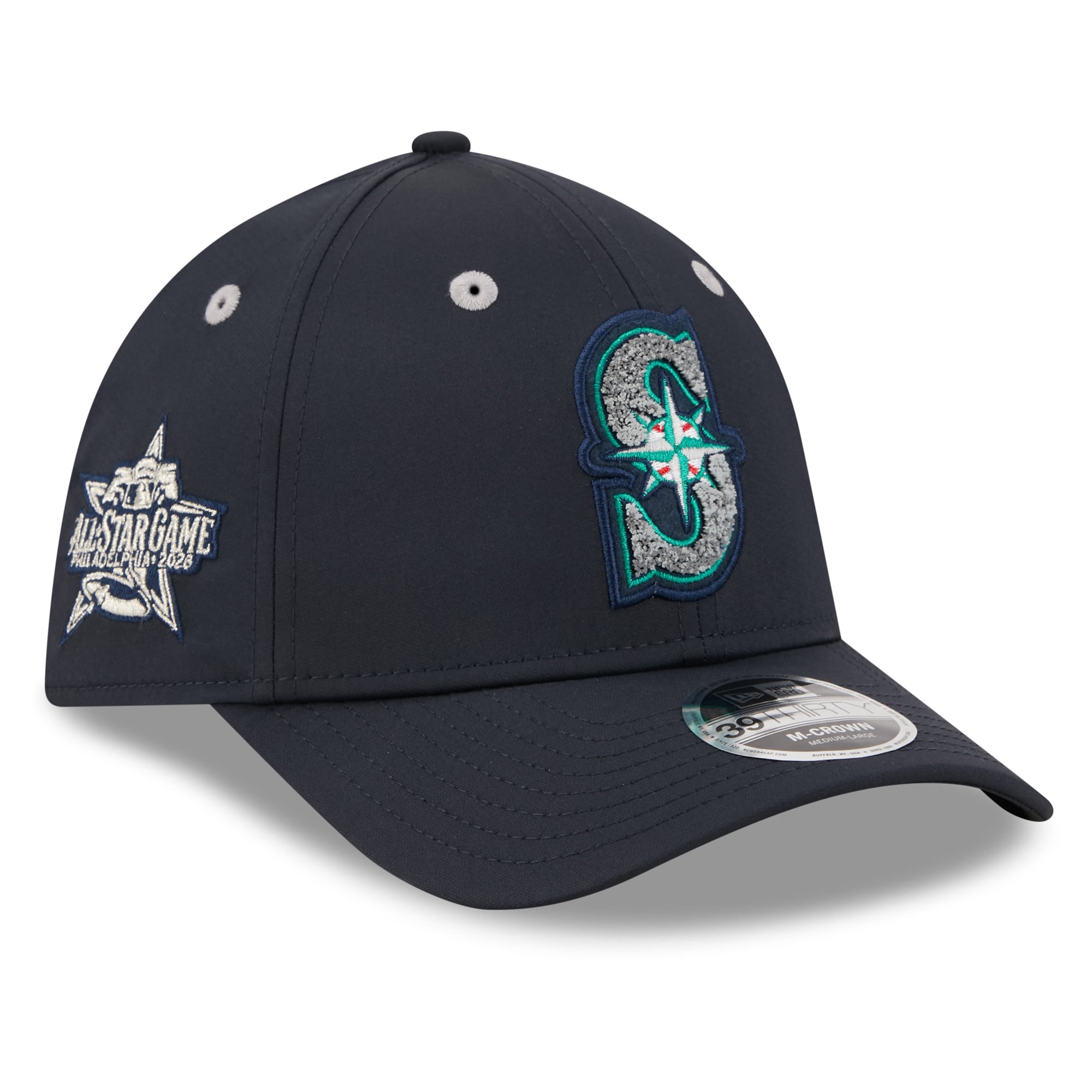 Men's New Era Navy Seattle Mariners 2026 MLB All-Star Game Workout 39THIRTY M-Crown Flex Hat