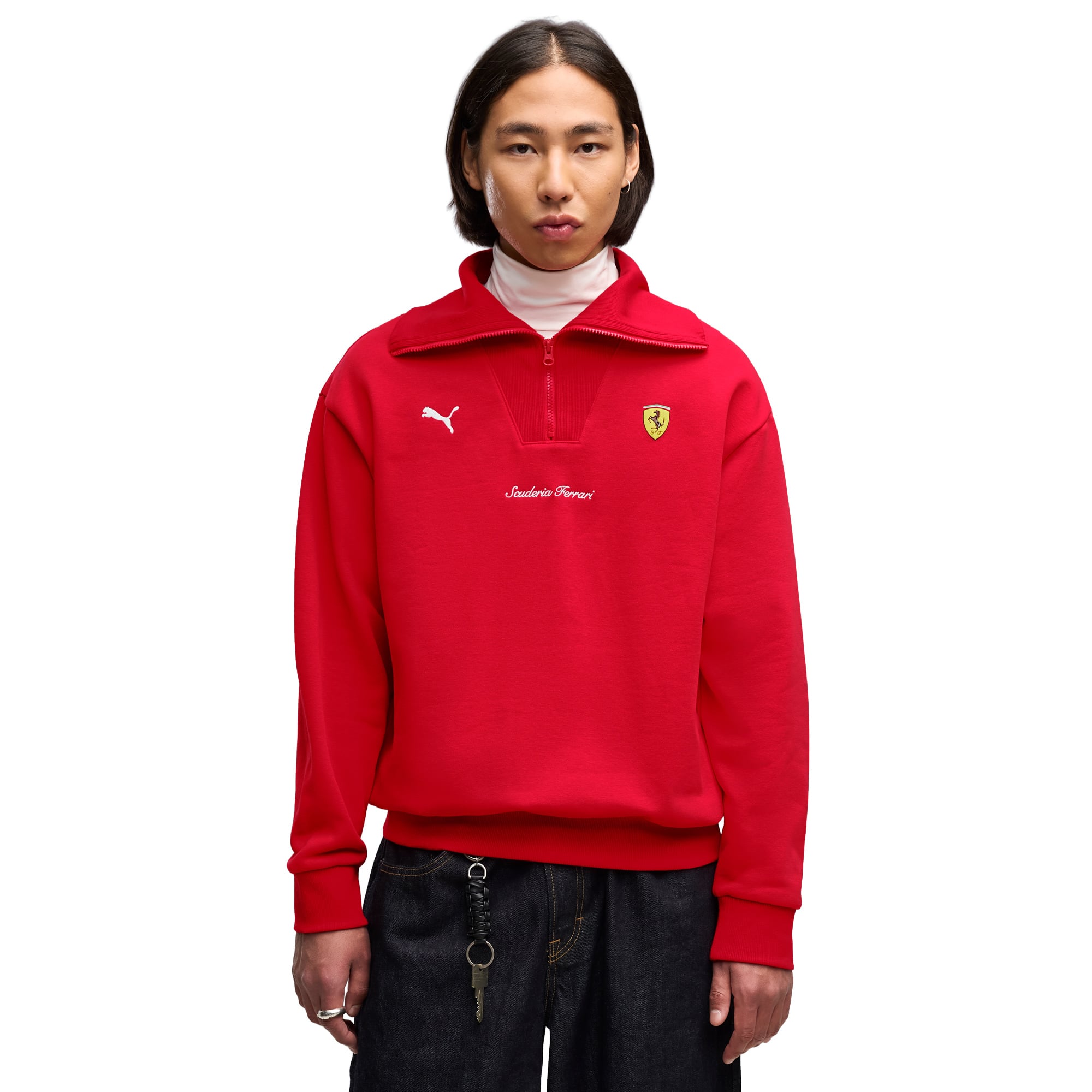 Scuderia Ferrari Puma Little Shield Half Zip Fleece - Red