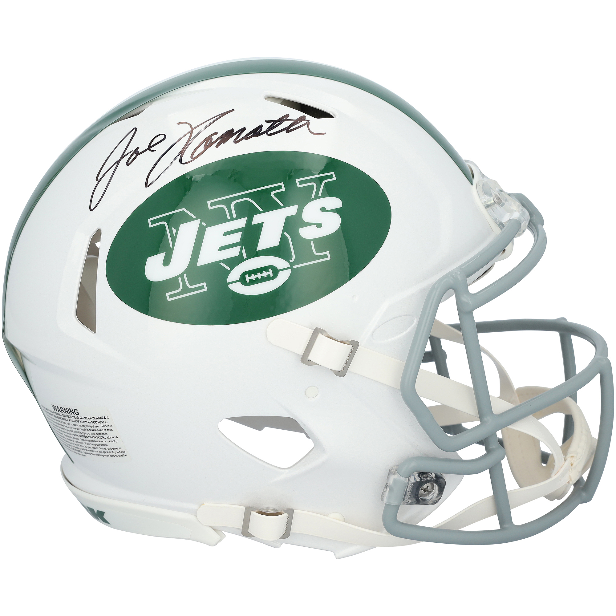 Joe Namath New York Jets Autographed Riddell 2024 Alternate 2 White Speed Authentic Helmet