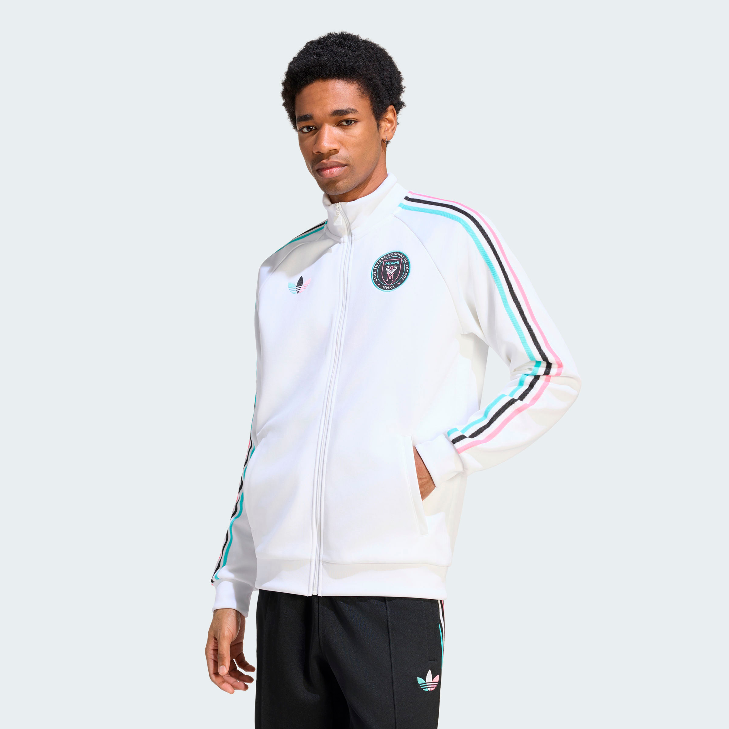 adidas Originals White Inter Miami CF Icon Full-Zip Track Jacket