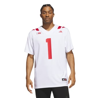 Men's adidas #1 White Nebraska Huskers Away Premier Football Jersey