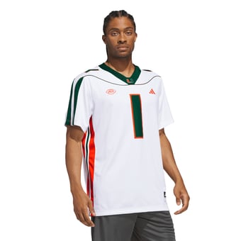 Men's adidas #1 White Miami Hurricanes It's Back Premier Jersey