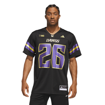 Men's adidas #26 Black Washington Huskies Unleash the Dawgs Premier Strategy Jersey
