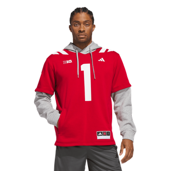 Men's adidas #1 Scarlet Nebraska Huskers Home Hooded Jersey