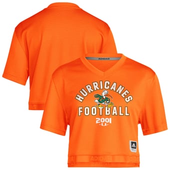 Women's adidas Orange Miami Hurricanes It's Back Cropped Football Jersey