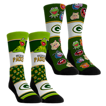 Unisex Rock Em  Green Green Bay Packers Muppets 2-Pack Crew Socks Set