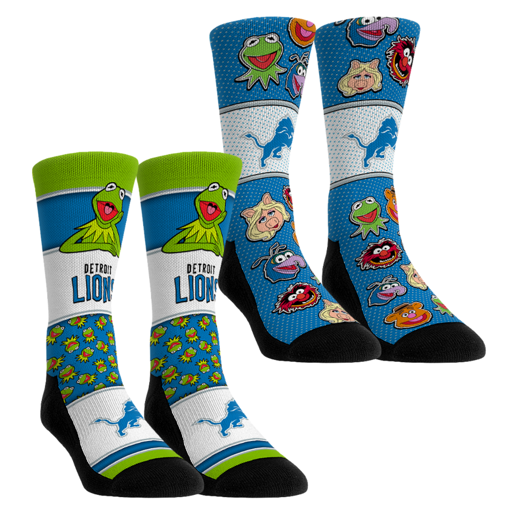 Unisex Rock Em Blue Detroit Lions Muppets 2-Pack Crew Socks Set