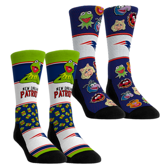 Unisex Rock Em  Navy New England Patriots Muppets 2-Pack Crew Socks Set