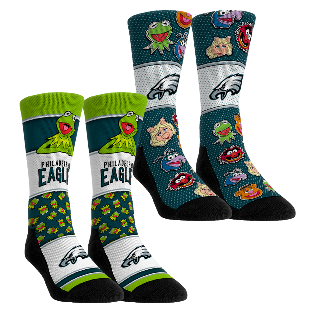 Unisex Rock Em Green Philadelphia Eagles Muppets 2-Pack Crew Socks Set